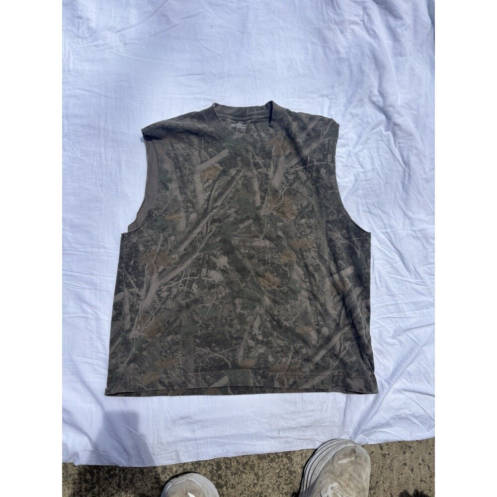 Abercrombie & Fitch Large Men premium heavyweight cropped tank top in green camo